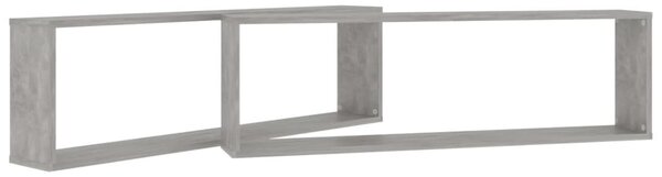 2 db betonszürke szerelt fa fali polc 100 x 15 x 30 cm