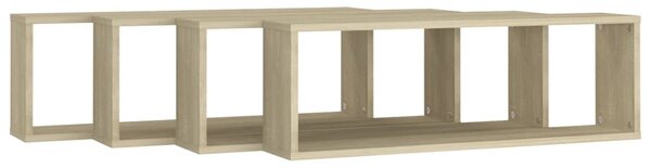 4 db sonoma tölgy színű szerelt fa fali polc 80 x 15 x 26,5 cm