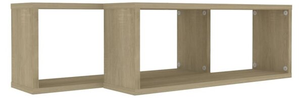 2 db sonoma tölgy szerelt fa négyszögű fali polc 60x15x23 cm