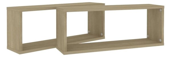 2 db sonoma tölgy szerelt fa négyszögű fali polc 60x15x23 cm