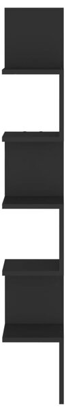 Fekete szerelt fa fali sarokpolc 20 x 20 x 127,5 cm