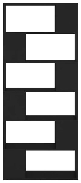 Fekete szerelt fa térelválasztó könyvszekrény 80 x 24 x 186 cm