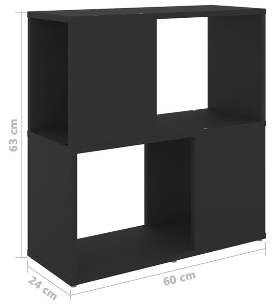 Fekete szerelt fa könyvszekrény 60 x 24 x 63 cm