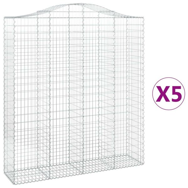 VidaXL Gabion Kosár - 5 db - 200x50x220/240 cm