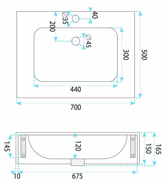 Fali mosdó REA Aresa Belt White 70