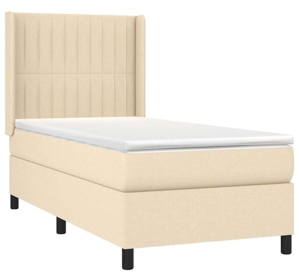 VidaXL krémszínű szövet rugós ágy matraccal 100 x 200 cm