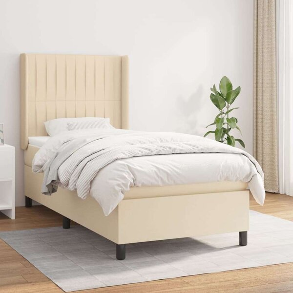 VidaXL krémszínű szövet rugós ágy matraccal 100 x 200 cm