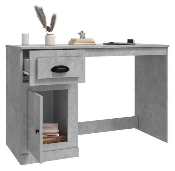 Betonszürke szerelt fa íróasztal fiókkal 115x50x75 cm