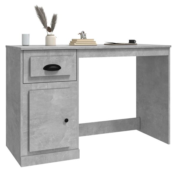 Betonszürke szerelt fa íróasztal fiókkal 115x50x75 cm