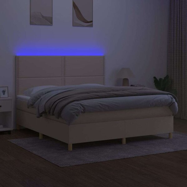 VidaXL Krémszínű Ágy LED-del - 180x200 cm