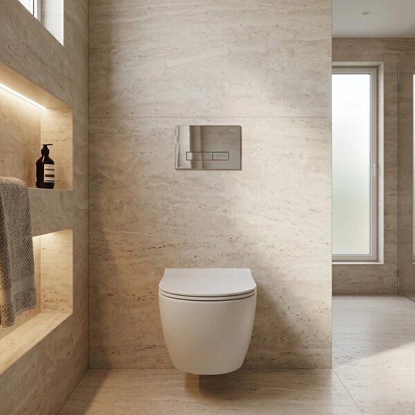 Beépíthető WC Tartókeret Szett Slim 024N HD Chrome Nyomólappal