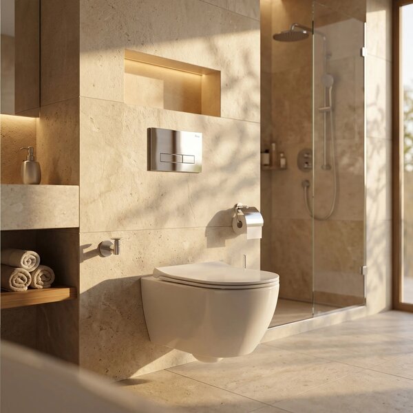 Beépíthető WC Tartókeret Szett Slim 024N HD Chrome Nyomólappal