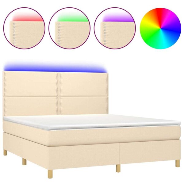 VidaXL Krémszínű Ágy LED-del - 180x200 cm