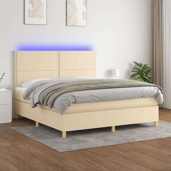 VidaXL Krémszínű Ágy LED-del - 180x200 cm