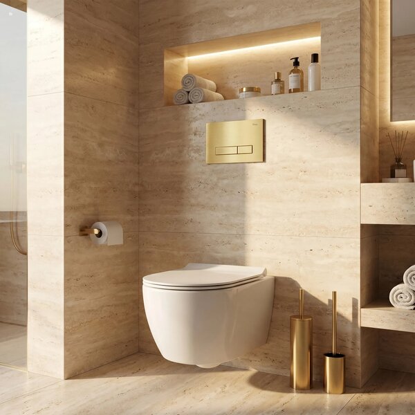 Beépíthető WC Tartókeret Szett Slim 024N HD Gold Nyomólappal