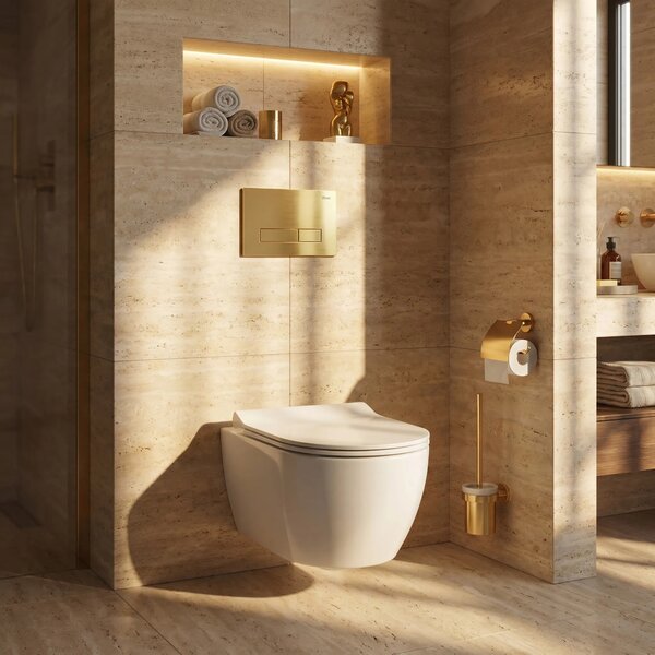 Beépíthető WC Tartókeret Szett Slim 024N HD Gold Nyomólappal