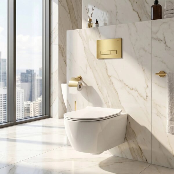 Beépíthető WC Tartókeret Szett Slim 024N HD Gold Nyomólappal