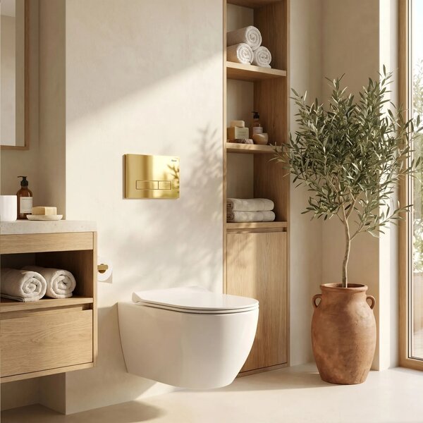 Beépíthető WC Tartókeret Szett Slim 024N HD Gold Nyomólappal