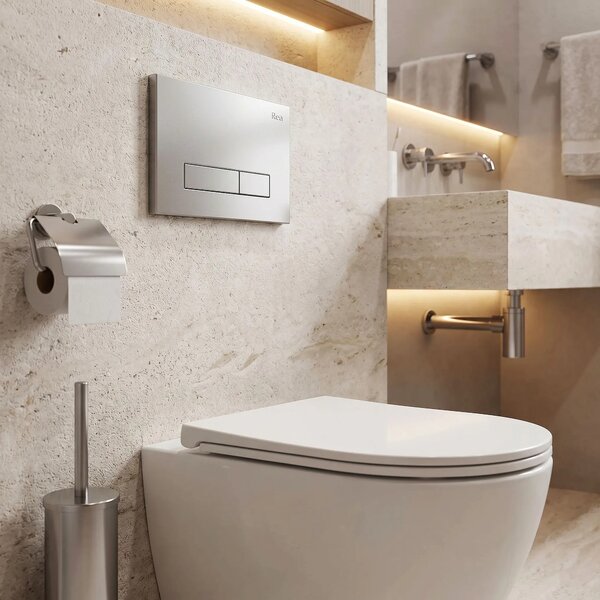 Beépíthető WC Tartókeret Szett Slim 024N HD Satin Nyomólappal