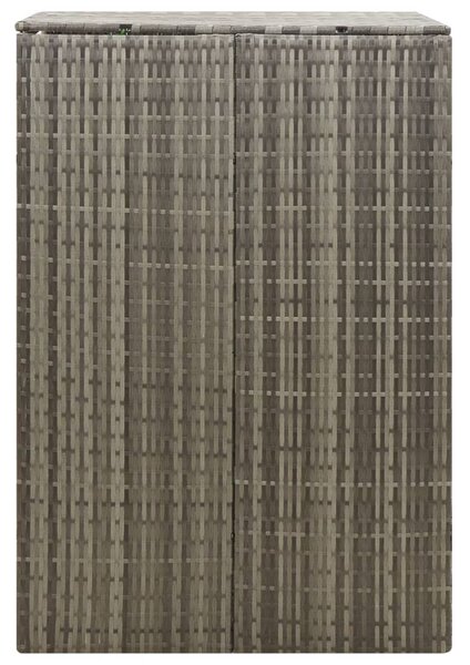 Szürke polyrattan kerekes kukatároló fészer 70 x 80 x 117 cm