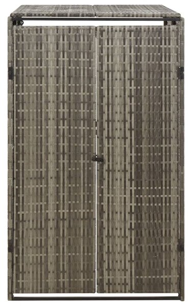 Szürke polyrattan kerekes kukatároló fészer 70 x 80 x 117 cm