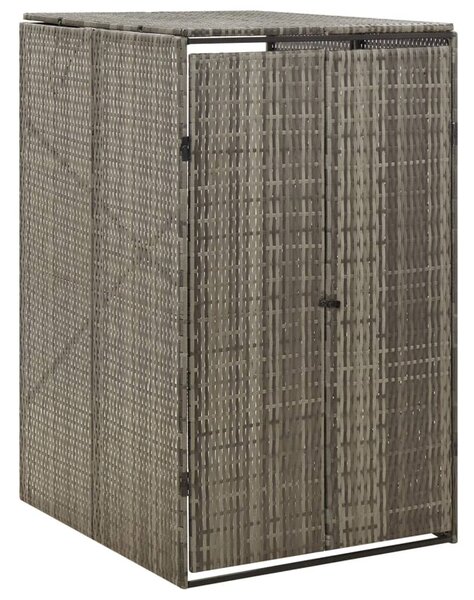 Szürke polyrattan kerekes kukatároló fészer 70 x 80 x 117 cm