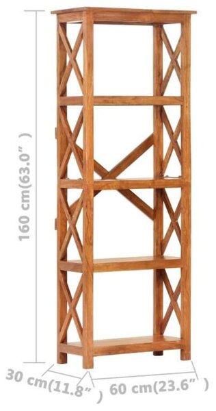 Tömör akácfa könyvszekrény mézszínű felülettel 60 x 30 x 160 cm