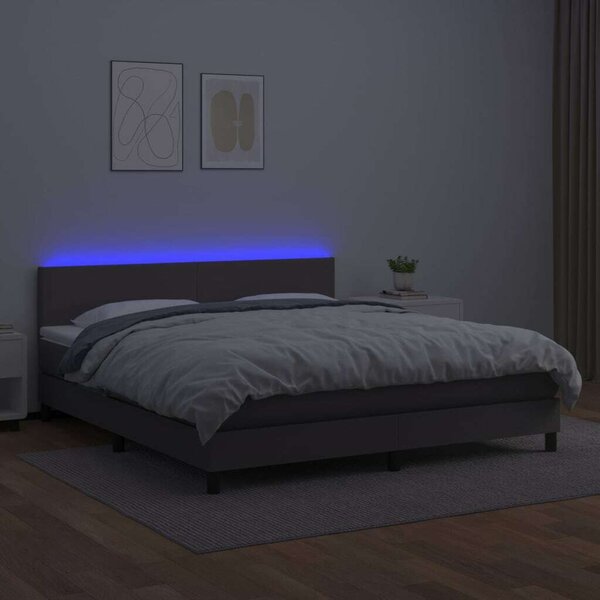 VidaXL Ágy - Műbőr - 180x200 cm - LED