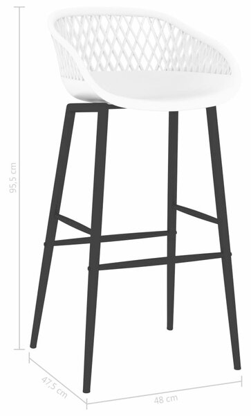 VidaXL Fehér Bárszék - 2 db - PP Műanyag és Fém
