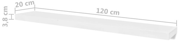 4 db fehér fali polc 120 cm