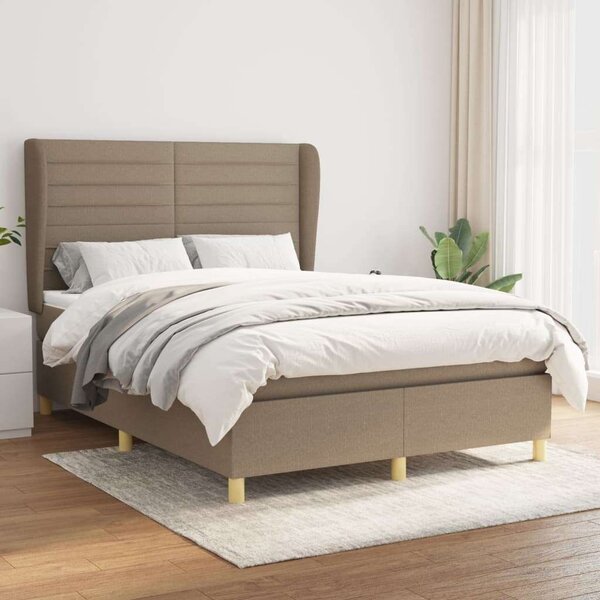 VidaXL tópszínű szövet rugós ágy matraccal 140 x 190 cm