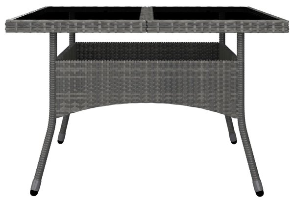 9 részes szürke polyrattan és üveg kerti étkezőgarnitúra