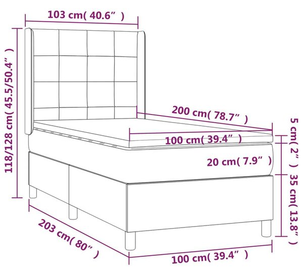 VidaXL tópszínű szövet rugós ágy matraccal 100 x 200 cm