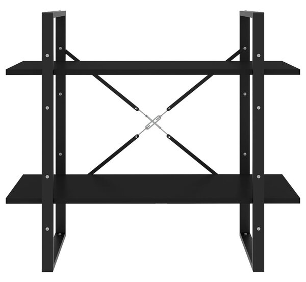 2-szintes fekete szerelt fa könyvszekrény 80 x 30 x 70 cm