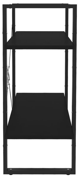 2-szintes fekete szerelt fa könyvszekrény 80 x 30 x 70 cm