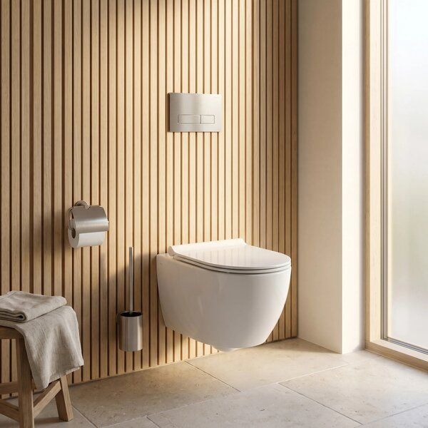 Beépíthető WC Tartókeret Szett Slim 024N T Brush Steel Nyomólappal