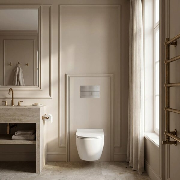 Beépíthető WC Tartókeret Szett Slim 024N T Brush Steel Nyomólappal