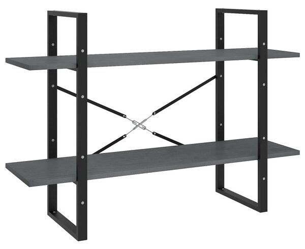 Kétszintes szürke tömör fenyőfa könyvszekrény 100 x 30 x 70 cm