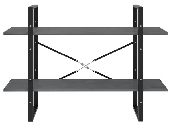 Kétszintes szürke tömör fenyőfa könyvszekrény 100 x 30 x 70 cm