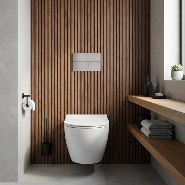 Beépíthető WC Tartókeret Szett Slim 024N T Brush Steel Nyomólappal