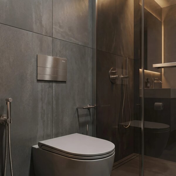 Beépíthető WC Tartókeret Szett Slim 024N T Brush Steel Nyomólappal