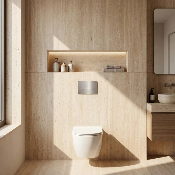 Beépíthető WC Tartókeret Szett Slim 024N T Brush Steel Nyomólappal