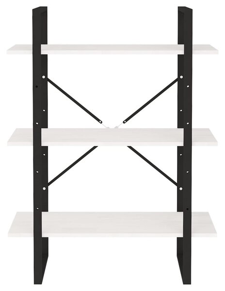 Háromszintes fehér tömör fenyőfa könyvszekrény 80 x 30 x 105 cm