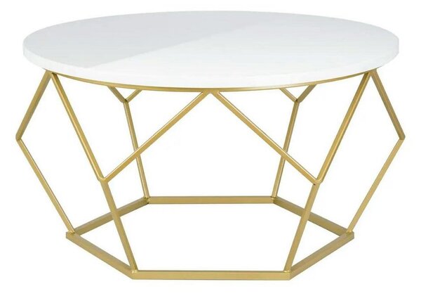 HowHomely Kávésasztal DIAMOND 40x70 cm arany/fehér DD0050