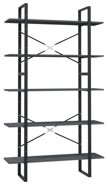 Ötszintes szürke fenyőfa könyvszekrény 100 x 30 x 175 cm