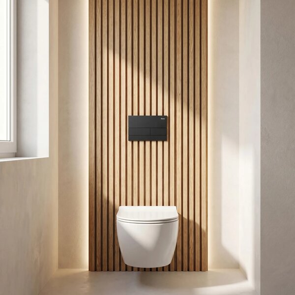 Beépíthető WC Tartókeret Szett Slim 024N T Black Matt Nyomólappal