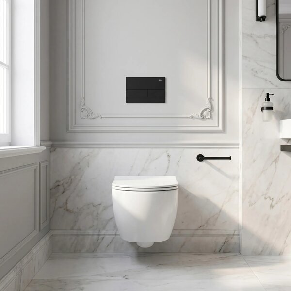 Beépíthető WC Tartókeret Szett Slim 024N T Black Matt Nyomólappal