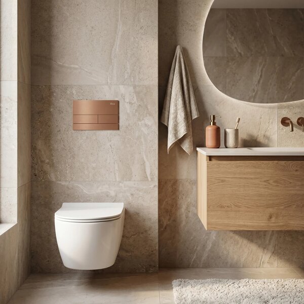 Beépíthető WC Tartókeret Szett Slim 024N T Brush Copper Nyomólappal