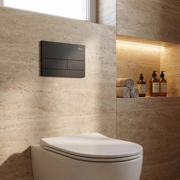 Beépíthető WC Tartókeret Szett Slim 024N T Black Matt Nyomólappal
