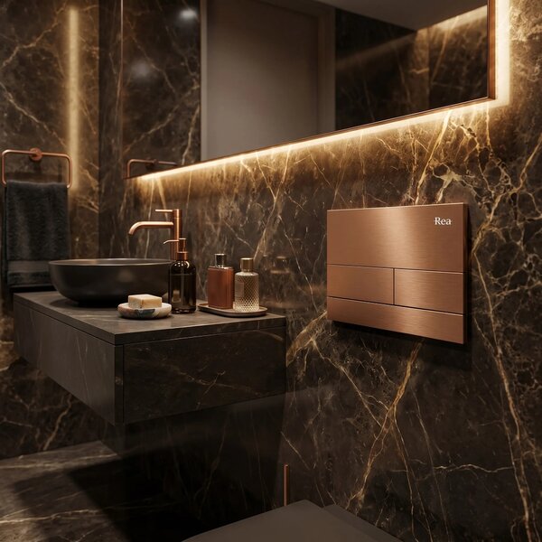 Beépíthető WC Tartókeret Szett Slim 024N T Brush Copper Nyomólappal